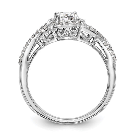 High-Quality 14K White Gold Halo Engagement Ring for 1/2 Carat Center - Stylish Value!