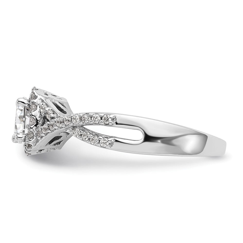 High-Quality 14K White Gold Halo Engagement Ring for 1/2 Carat Center - Stylish Value!