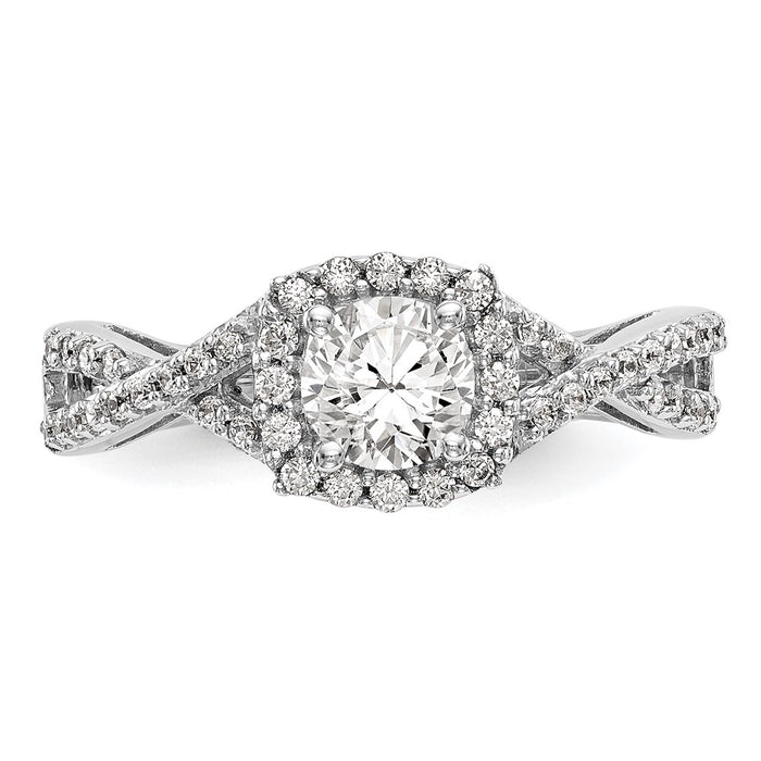 High-Quality 14K White Gold Halo Engagement Ring for 1/2 Carat Center - Stylish Value!-4