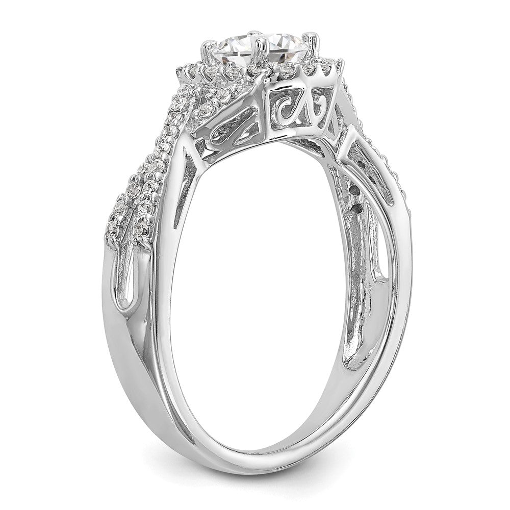 High-Quality 14K White Gold Halo Engagement Ring for 1/2 Carat Center - Stylish Value!