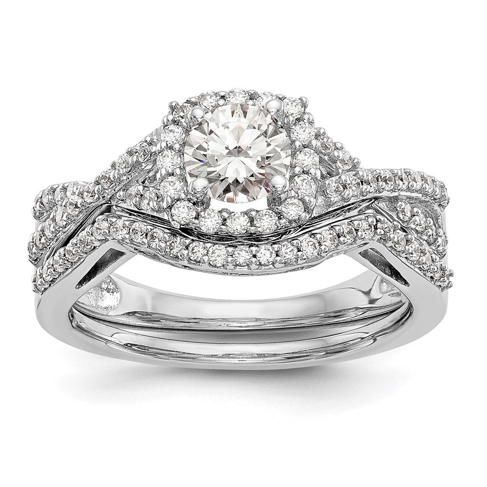 High-Quality 14K White Gold Halo Engagement Ring for 1/2 Carat Center - Stylish Value!