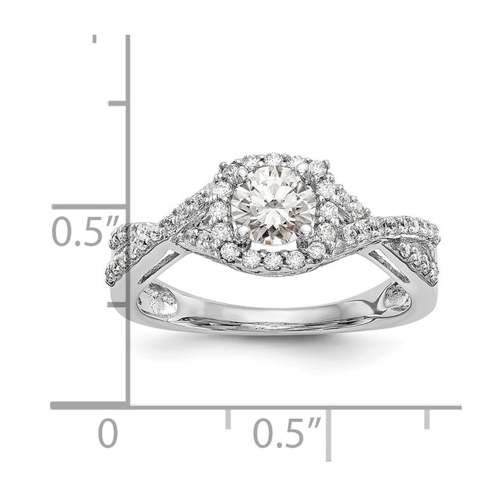 High-Quality 14K White Gold Halo Engagement Ring for 1/2 Carat Center - Stylish Value!-8