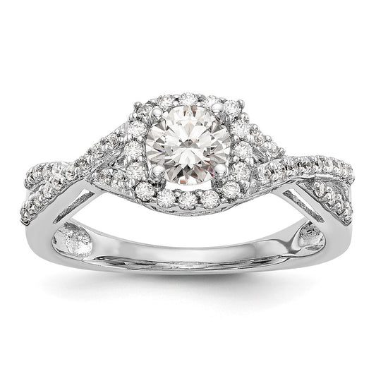 High-Quality 14K White Gold Halo Engagement Ring for 1/2 Carat Center - Stylish Value!