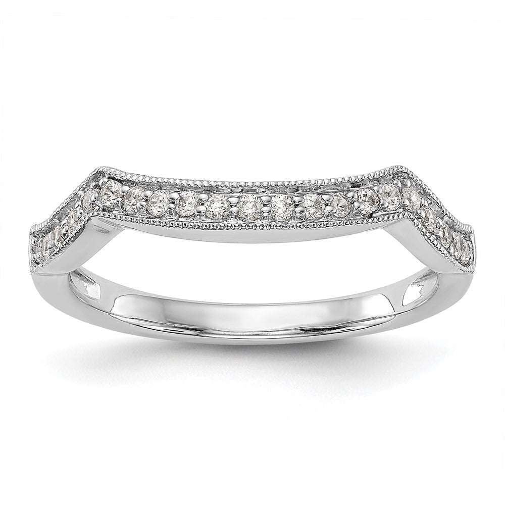 Exclusive 14K White Gold Wedding Band with 1/6 Carat Diamond Accents