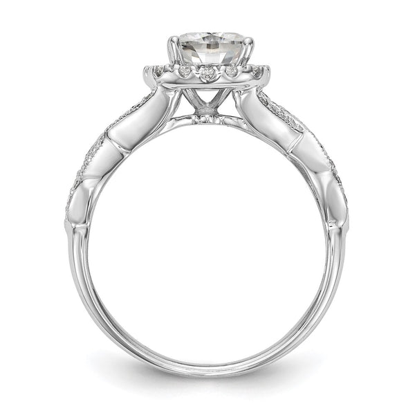 14K White Gold Halo Engagement Ring, 1 Carat Cushion Center