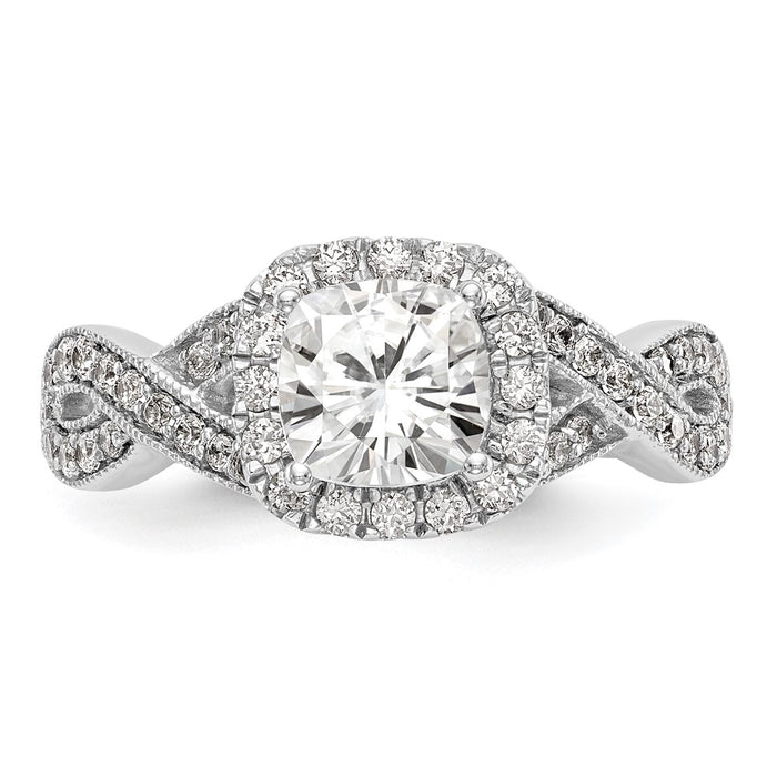 Buy Exclusive 14K White Gold Halo Engagement Ring, 1 Carat Cushion Center-4