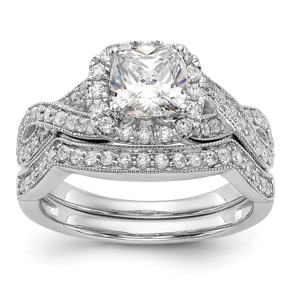 Buy Exclusive 14K White Gold Halo Engagement Ring, 1 Carat Cushion Center