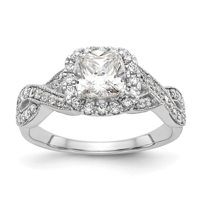 Buy Exclusive 14K White Gold Halo Engagement Ring, 1 Carat Cushion Center-1