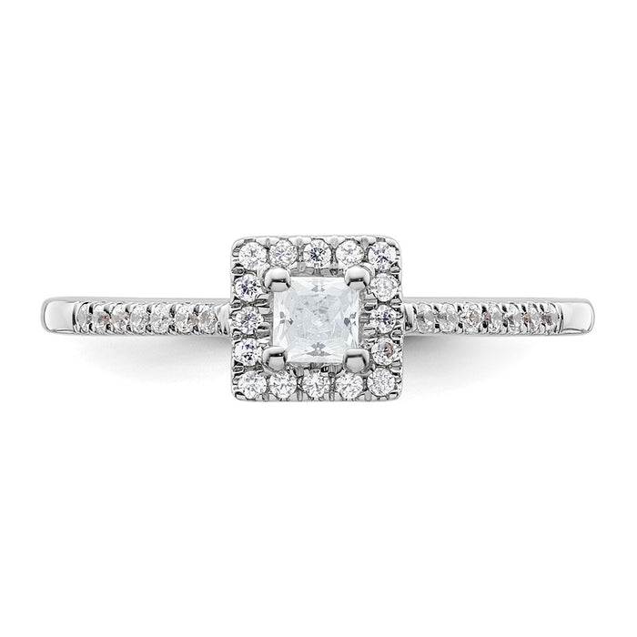 Buy Exclusive 14K White Gold Halo Engagement Ring - 1/4 Carat Princess Center-4