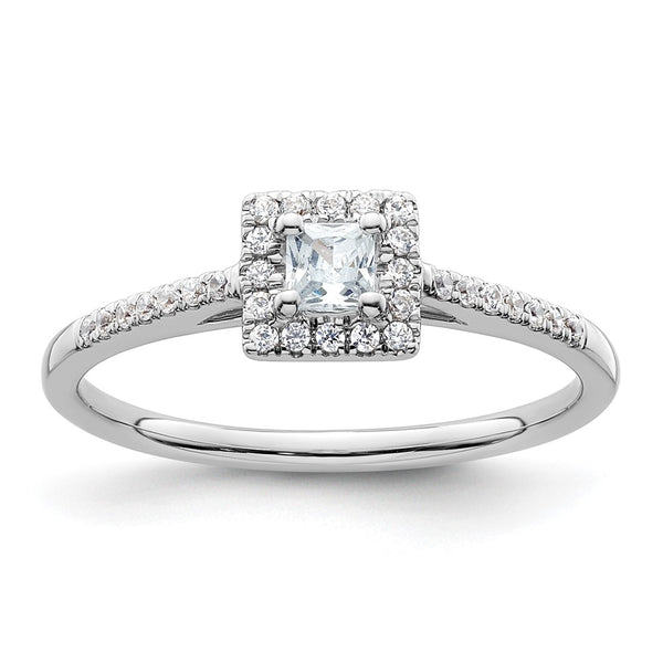 Buy Exclusive 14K White Gold Halo Engagement Ring - 1/4 Carat Princess Center