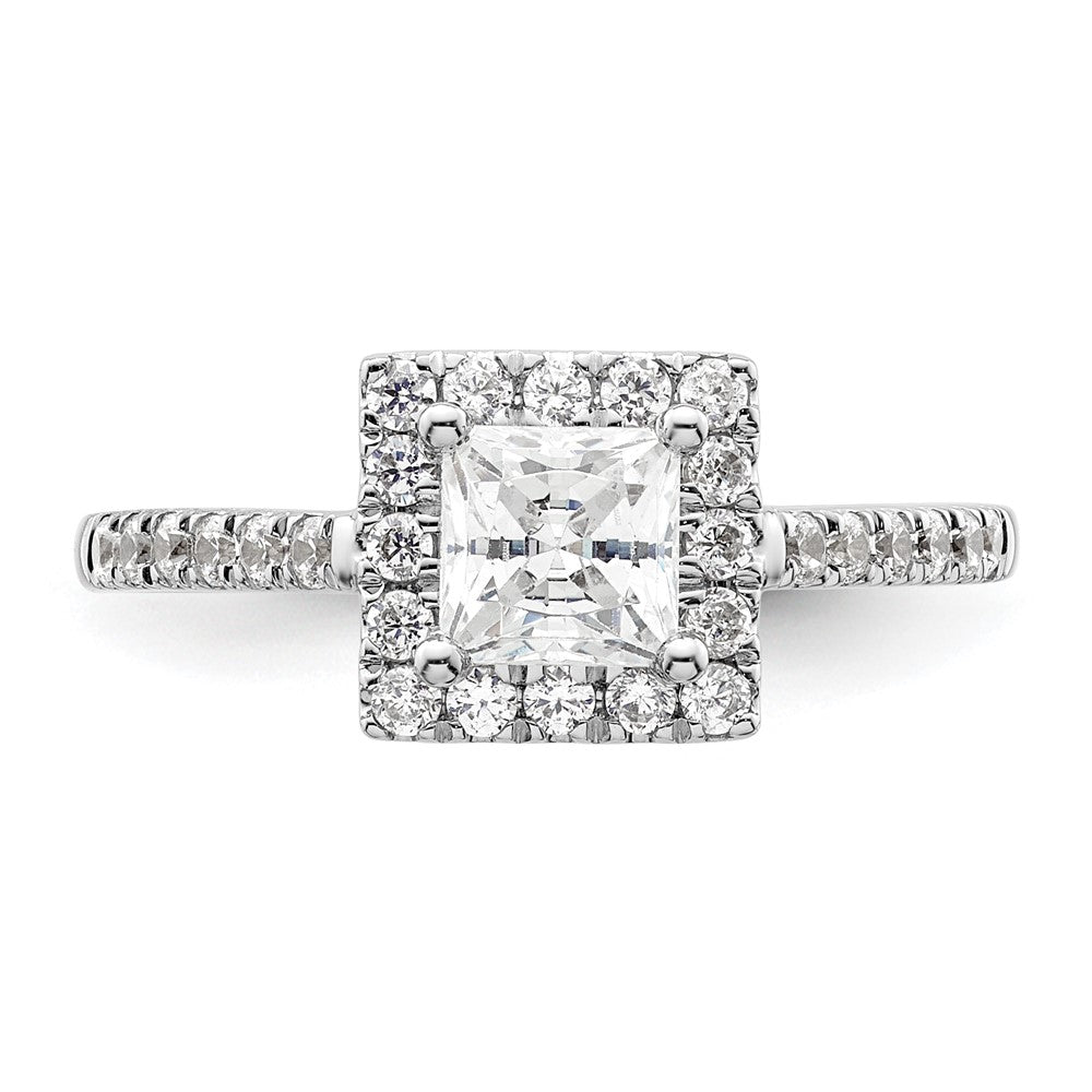 Buy Stylish 14K White Gold Halo Engagement Ring | 3/4 Carat Princess Center