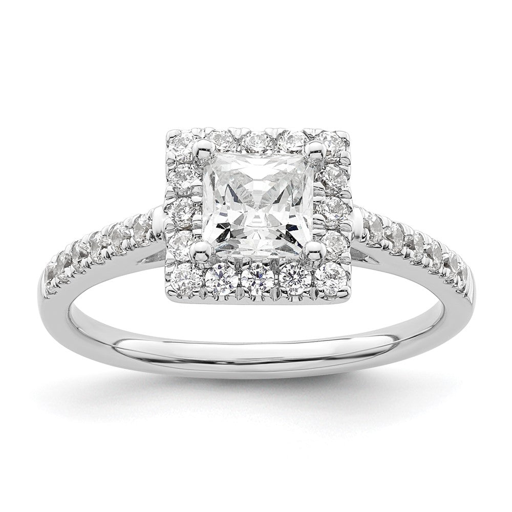 Buy Stylish 14K White Gold Halo Engagement Ring | 3/4 Carat Princess Center