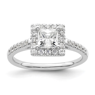 Buy Stylish 14K White Gold Halo Engagement Ring | 3/4 Carat Princess Center