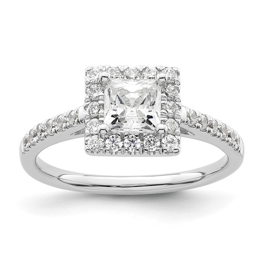 Buy Stylish 14K White Gold Halo Engagement Ring | 3/4 Carat Princess Center