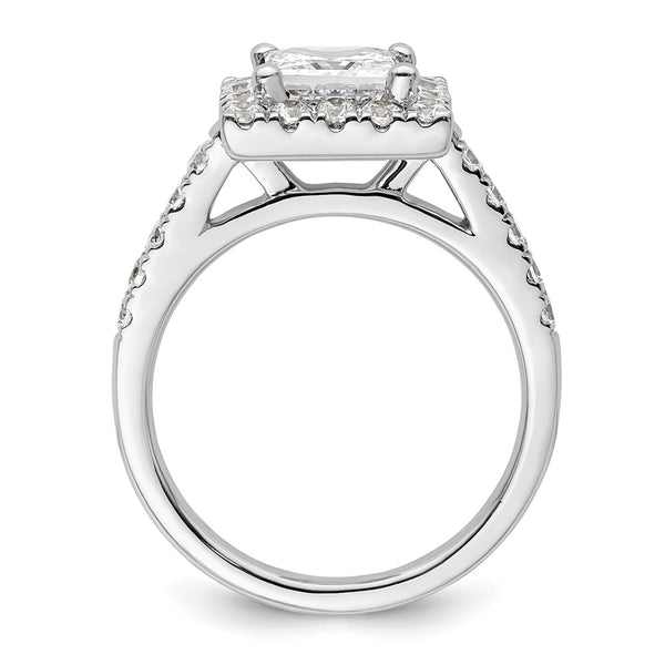 14K White Gold Halo Semi-Mount Engagement Ring for 1.5 Carat, 3/4 Carat Diamonds