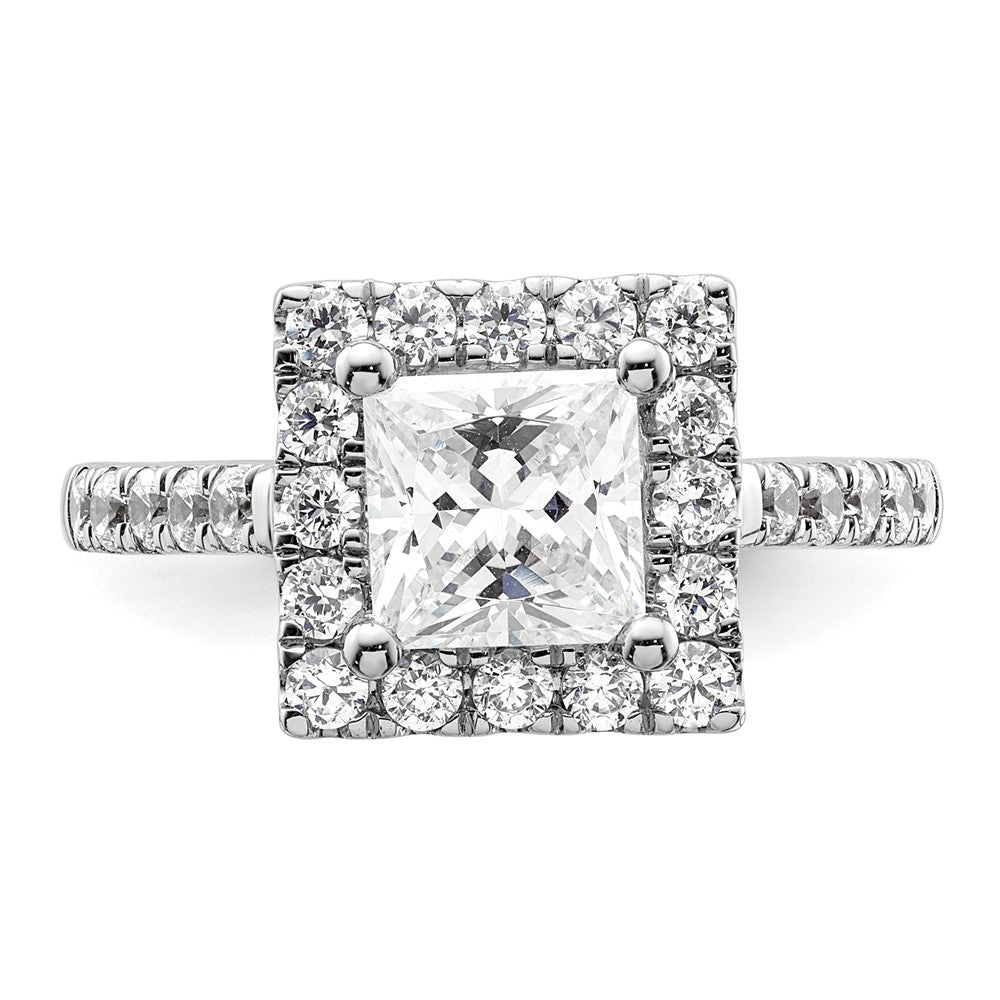 High-Quality 14K White Gold Halo Semi-Mount Engagement Ring for 1.5 Carat, Stylish Design with 3/4 Carat Diamonds