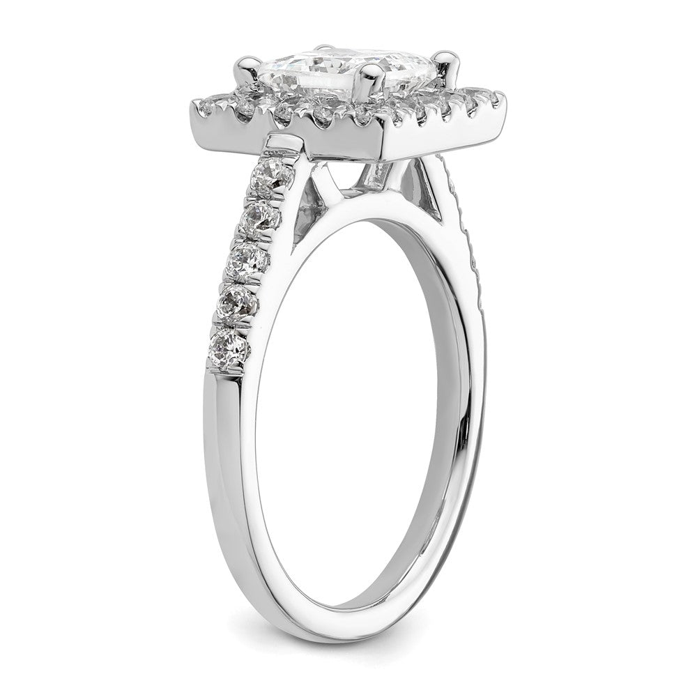 High-Quality 14K White Gold Halo Semi-Mount Engagement Ring for 1.5 Carat, Stylish Design with 3/4 Carat Diamonds