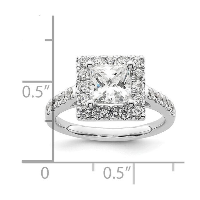 High-Quality 14K White Gold Halo Semi-Mount Engagement Ring for 1.5 Carat, Stylish Design with 3/4 Carat Diamonds-7