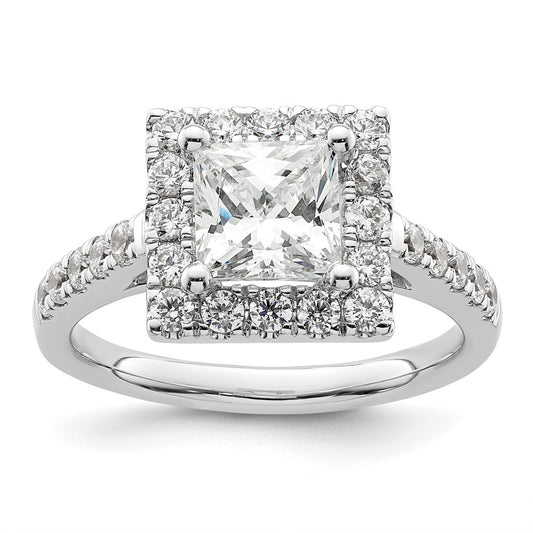 High-Quality 14K White Gold Halo Semi-Mount Engagement Ring for 1.5 Carat, Stylish Design with 3/4 Carat Diamonds