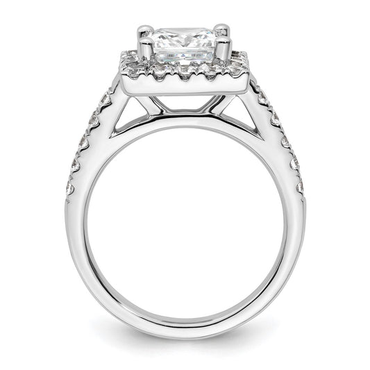 Buy 14K White Gold Halo Semi-Mount Engagement Ring for 1.75 Carat Center, Stylish Design with Diamond Accents
