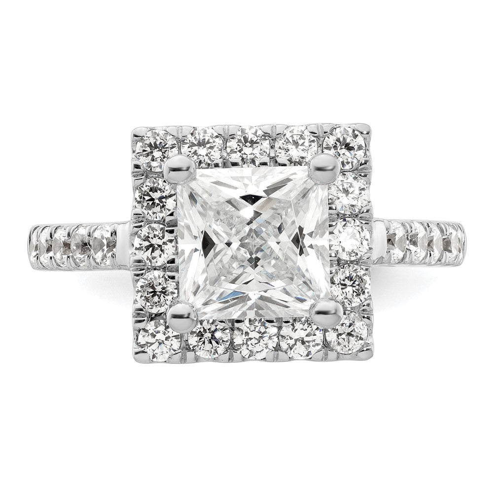 Buy 14K White Gold Halo Semi-Mount Engagement Ring for 1.75 Carat Center, Stylish Design with Diamond Accents