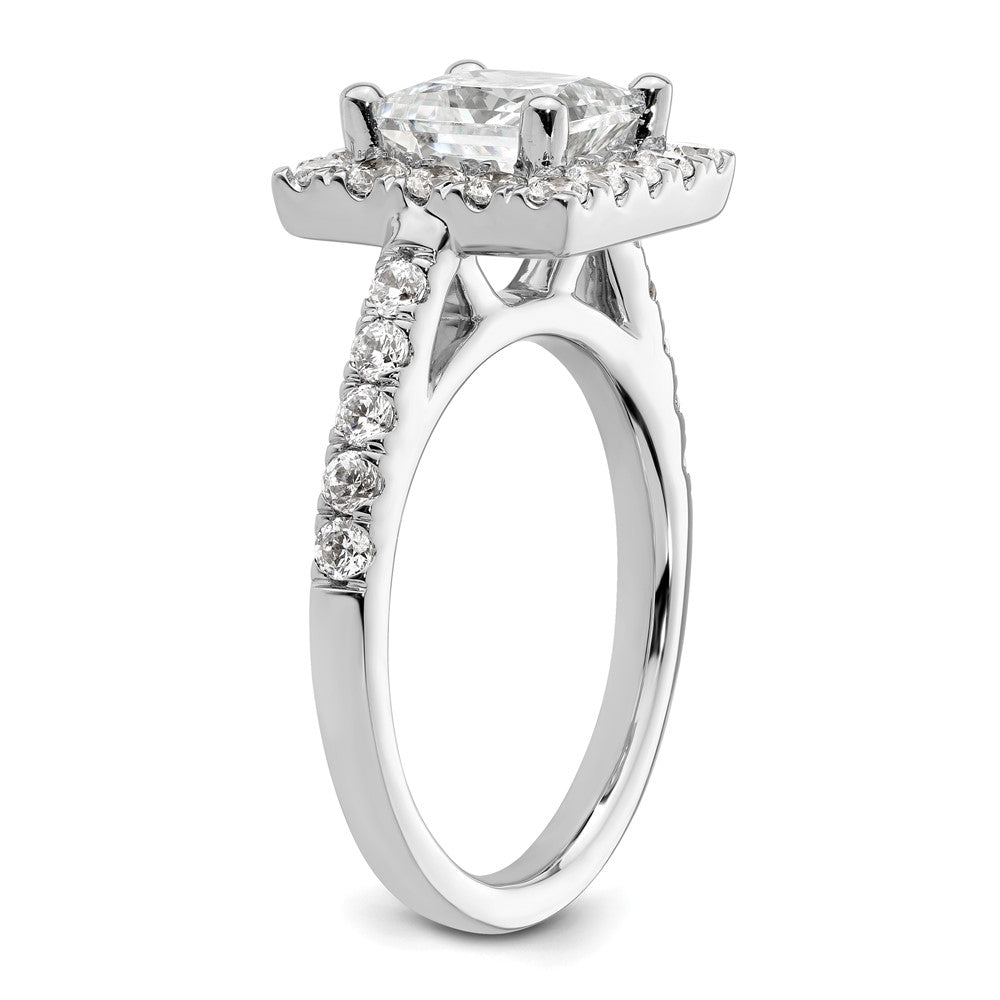 Buy 14K White Gold Halo Semi-Mount Engagement Ring for 1.75 Carat Center, Stylish Design with Diamond Accents