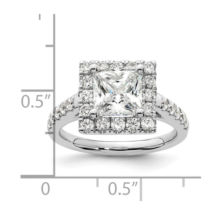 Buy 14K White Gold Halo Semi-Mount Engagement Ring for 1.75 Carat Center, Stylish Design with Diamond Accents-7