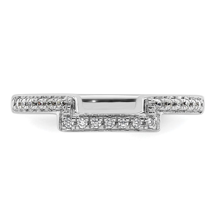 Buy Exclusive 14K White Gold Contoured Wedding Band with 1/8 Carat Diamonds-4