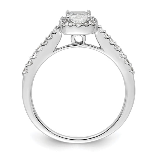 Exclusive 14K White Gold Halo Semi-Mount Engagement Ring for 1/2 Carat Diamond