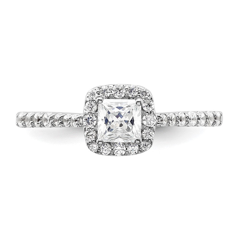 Exclusive 14K White Gold Halo Semi-Mount Engagement Ring for 1/2 Carat Diamond