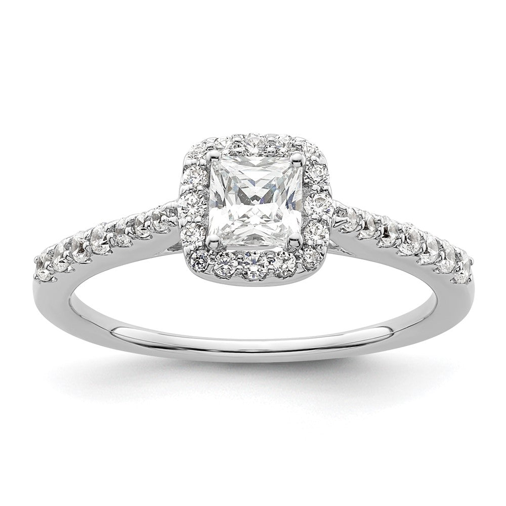 Exclusive 14K White Gold Halo Semi-Mount Engagement Ring for 1/2 Carat Diamond
