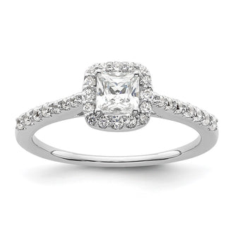 Exclusive 14K White Gold Halo Semi-Mount Engagement Ring for 1/2 Carat Diamond