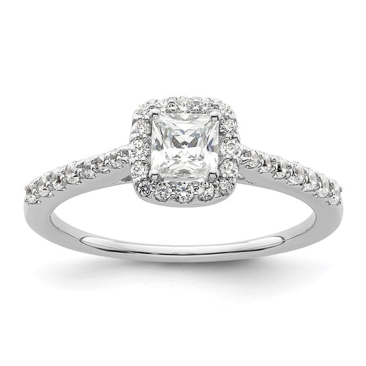 Exclusive 14K White Gold Halo Semi-Mount Engagement Ring for 1/2 Carat Diamond