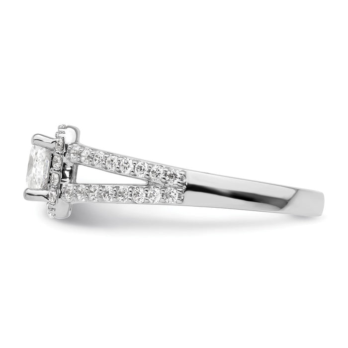 Buy Stylish 14K White Gold Halo Semi-Mount Engagement Ring for 1/2 Carat Stone-3