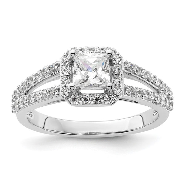 14K White Gold Halo Semi-Mount Engagement Ring for 1/2 Carat Stone