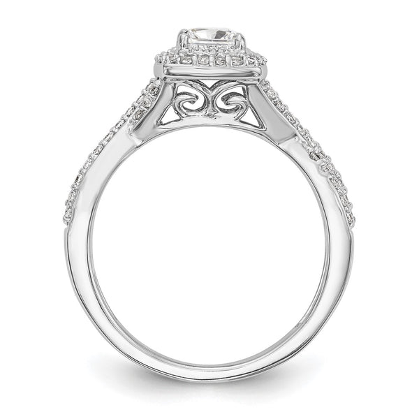 14K White Gold Halo Twist Engagement Ring for 1/3 Carat Stone