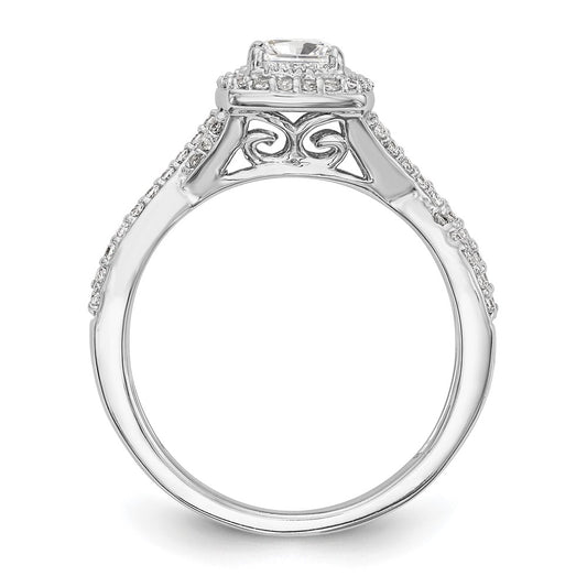 High-Quality 14K White Gold Halo Twist Engagement Ring for 1/3 Carat Stone