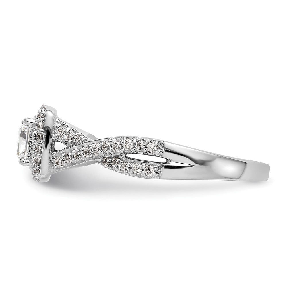 High-Quality 14K White Gold Halo Twist Engagement Ring for 1/3 Carat Stone