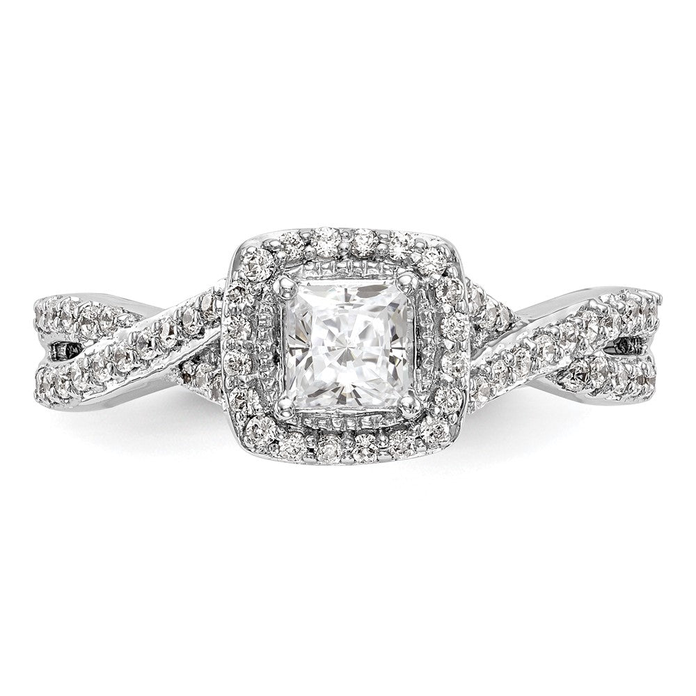 High-Quality 14K White Gold Halo Twist Engagement Ring for 1/3 Carat Stone