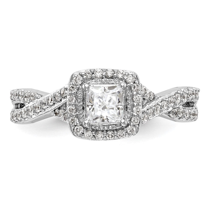 High-Quality 14K White Gold Halo Twist Engagement Ring for 1/3 Carat Stone-4