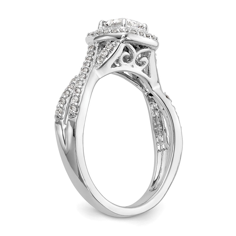 High-Quality 14K White Gold Halo Twist Engagement Ring for 1/3 Carat Stone