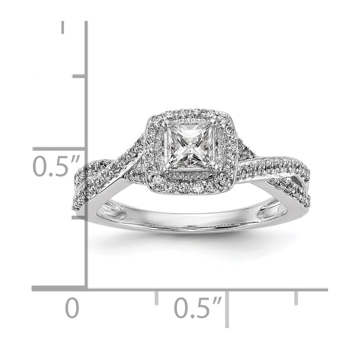 High-Quality 14K White Gold Halo Twist Engagement Ring for 1/3 Carat Stone-7