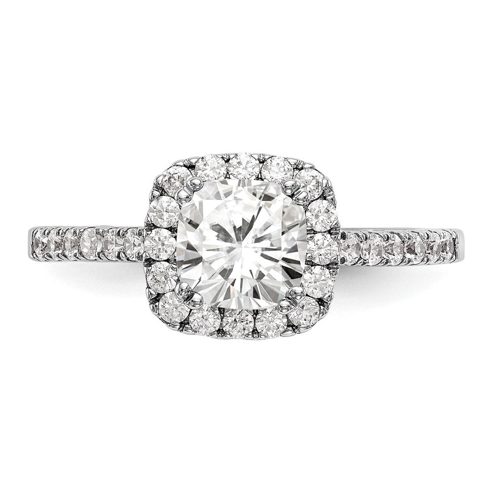 Exclusive 14K White Gold Halo Engagement Ring - 3/8 Carat Diamonds, 1 Carat Setting