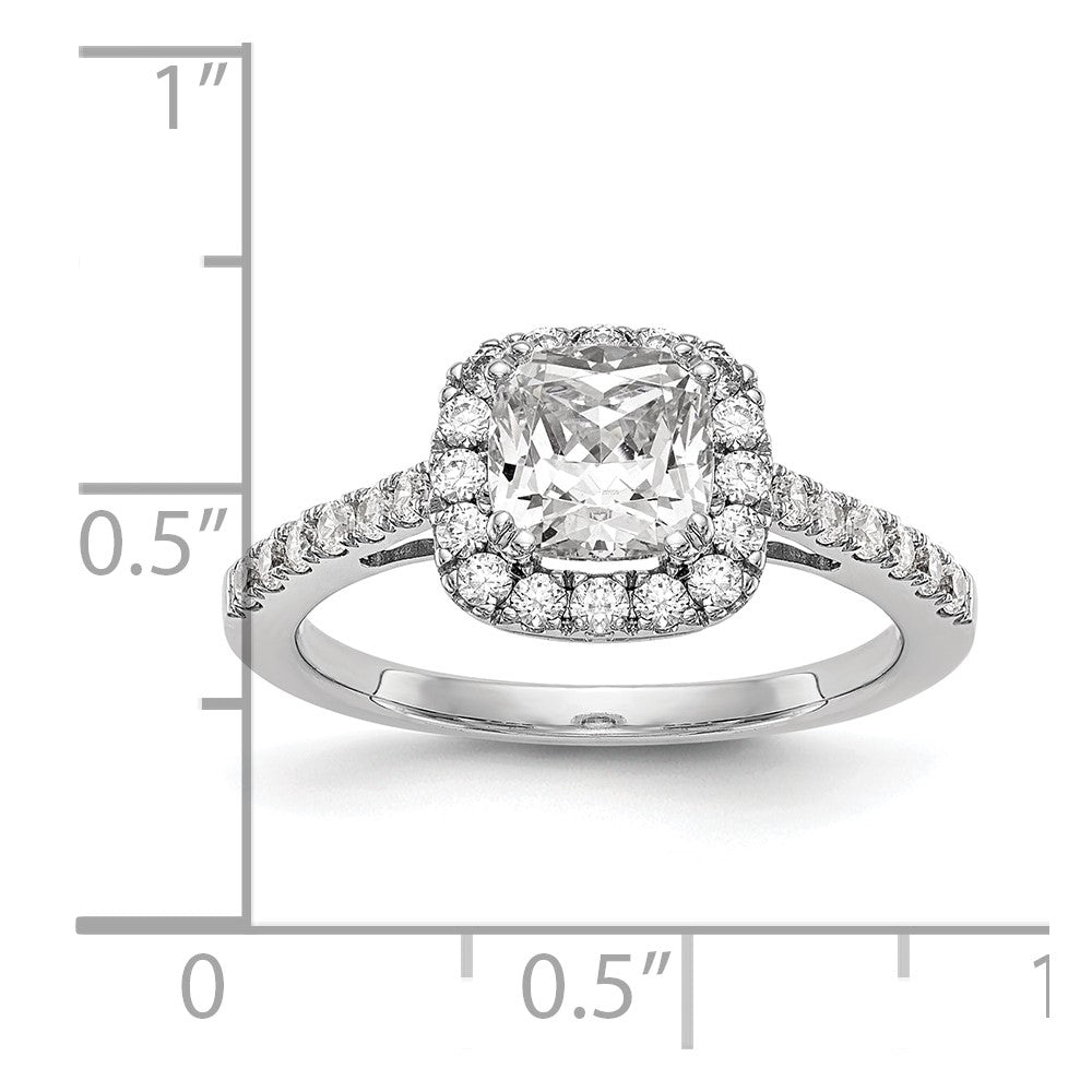 Exclusive 14K White Gold Halo Engagement Ring - 3/8 Carat Diamonds, 1 Carat Setting