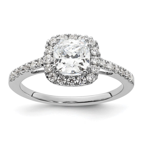 Exclusive 14K White Gold Halo Engagement Ring - 3/8 Carat Diamonds, 1 Carat Setting