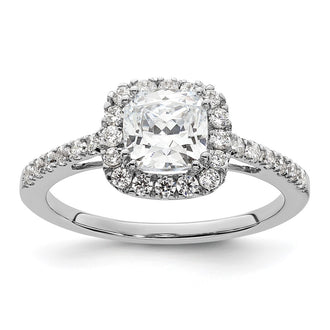 Exclusive 14K White Gold Halo Engagement Ring - 3/8 Carat Diamonds, 1 Carat Setting