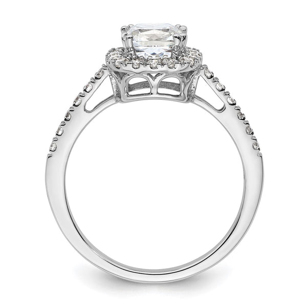 14K White Gold Halo Semi-Mount Engagement Ring for 1.75 Carats
