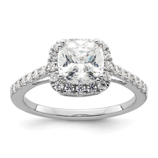 14K White Gold Halo Semi-Mount Engagement Ring for 1.75 Carats