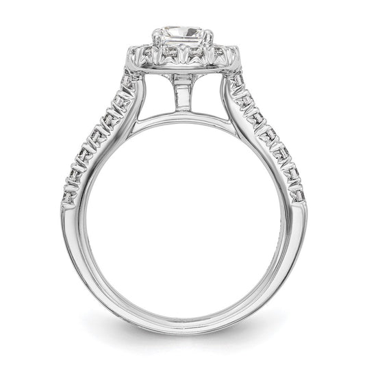 Exclusive 14K White Gold Halo Engagement Ring - 1/2 Carat Cushion, 3/4 Carat Total Weight