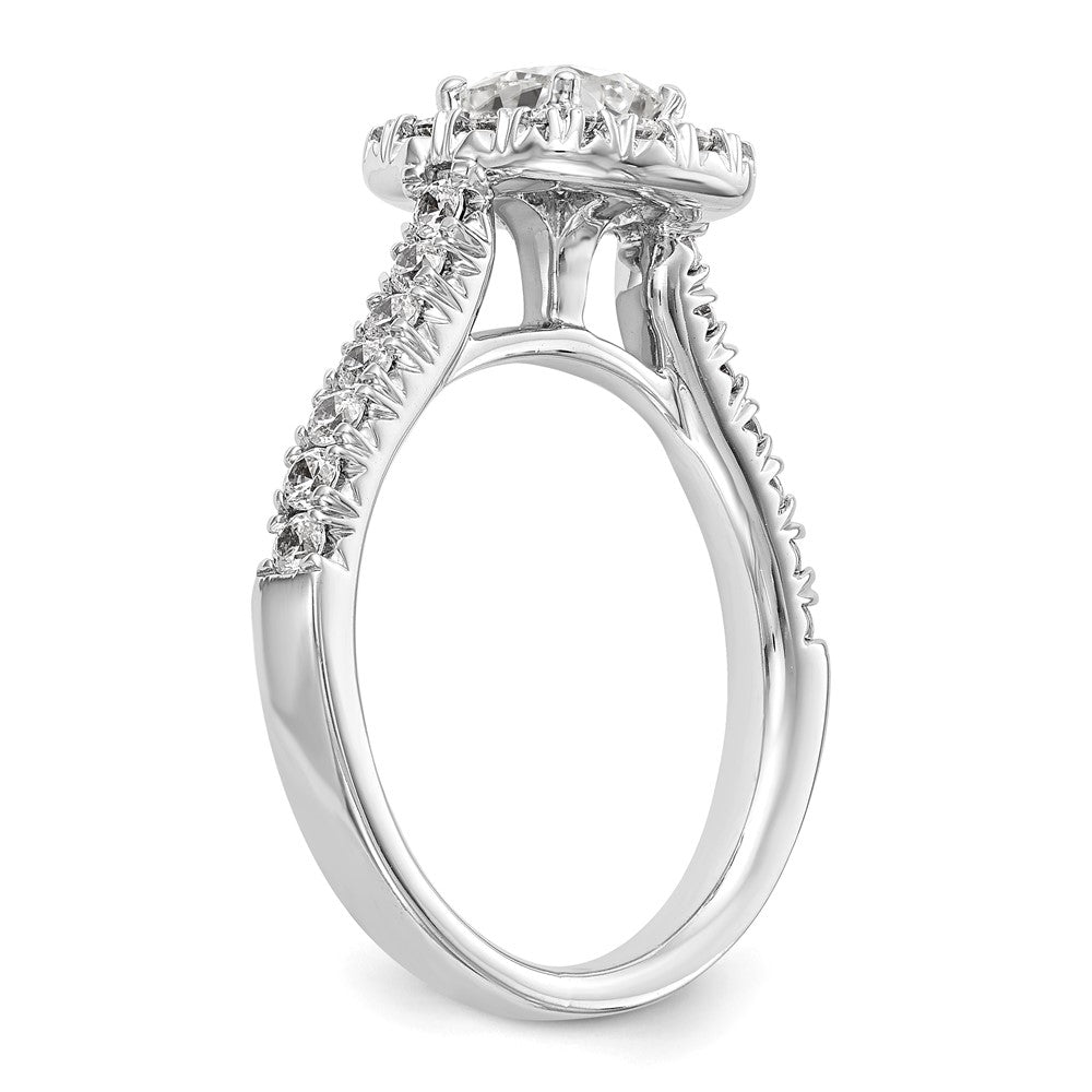 Exclusive 14K White Gold Halo Engagement Ring - 1/2 Carat Cushion, 3/4 Carat Total Weight